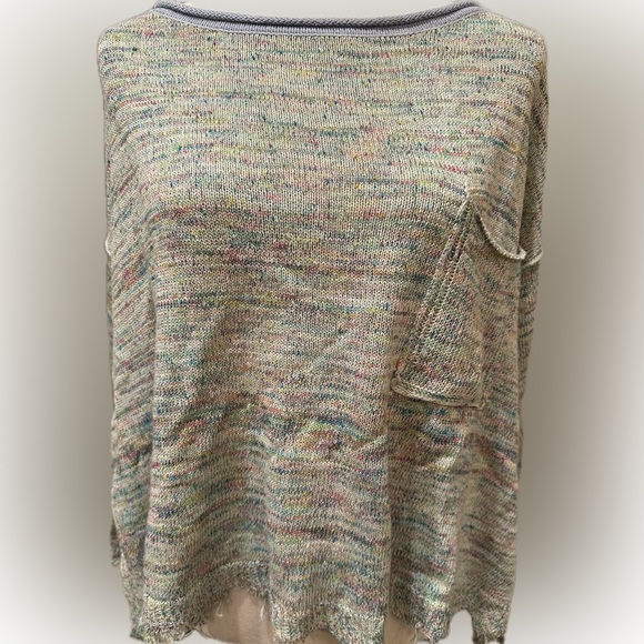 Free People S Pullover Sweater Aqua Combo Boxy Fit EUC - Picture 6 of 10